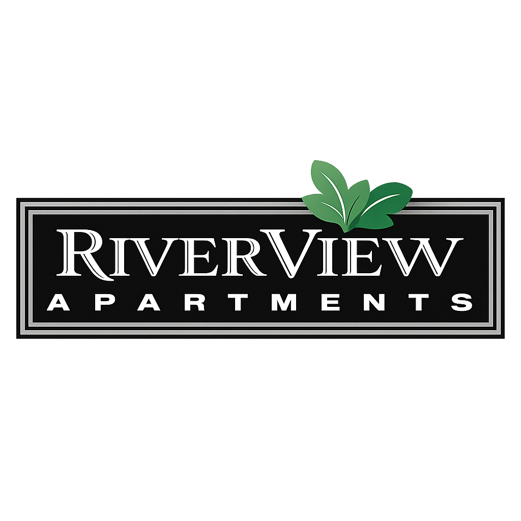 A logo for Riverview Apartments is displayed.